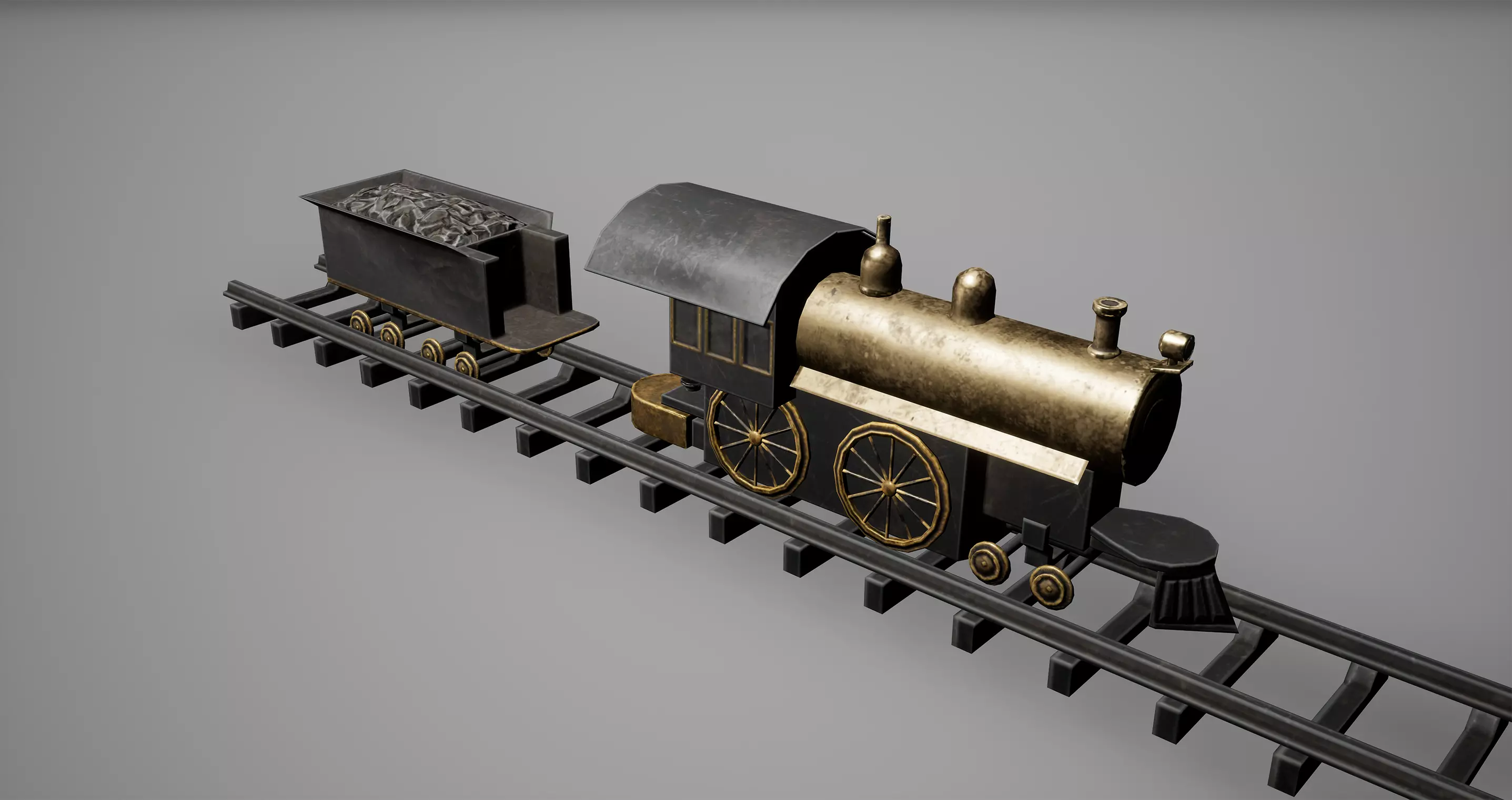 Toy Locomotive Low Poly Game Ready Low-poly 3D model_0