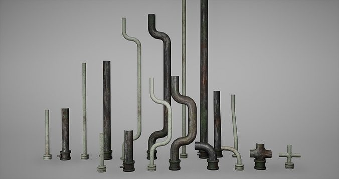 Pipes Low Poly Game Ready set of Low-poly 3D model