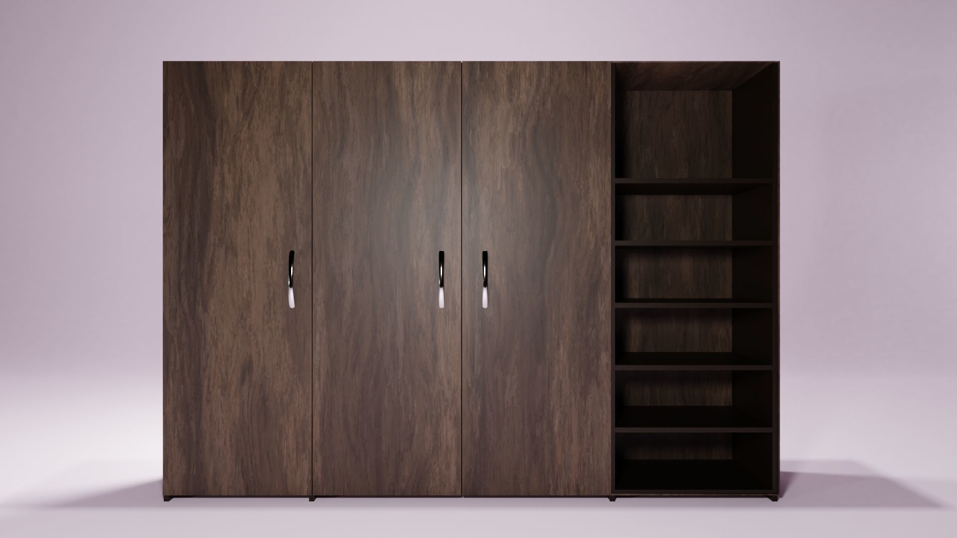 Wardrobe with shelves and drawers Low-poly 3D model_2