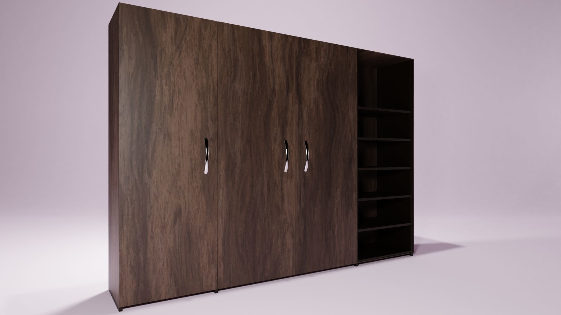 Wardrobe with shelves and drawers Low-poly 3D model_1