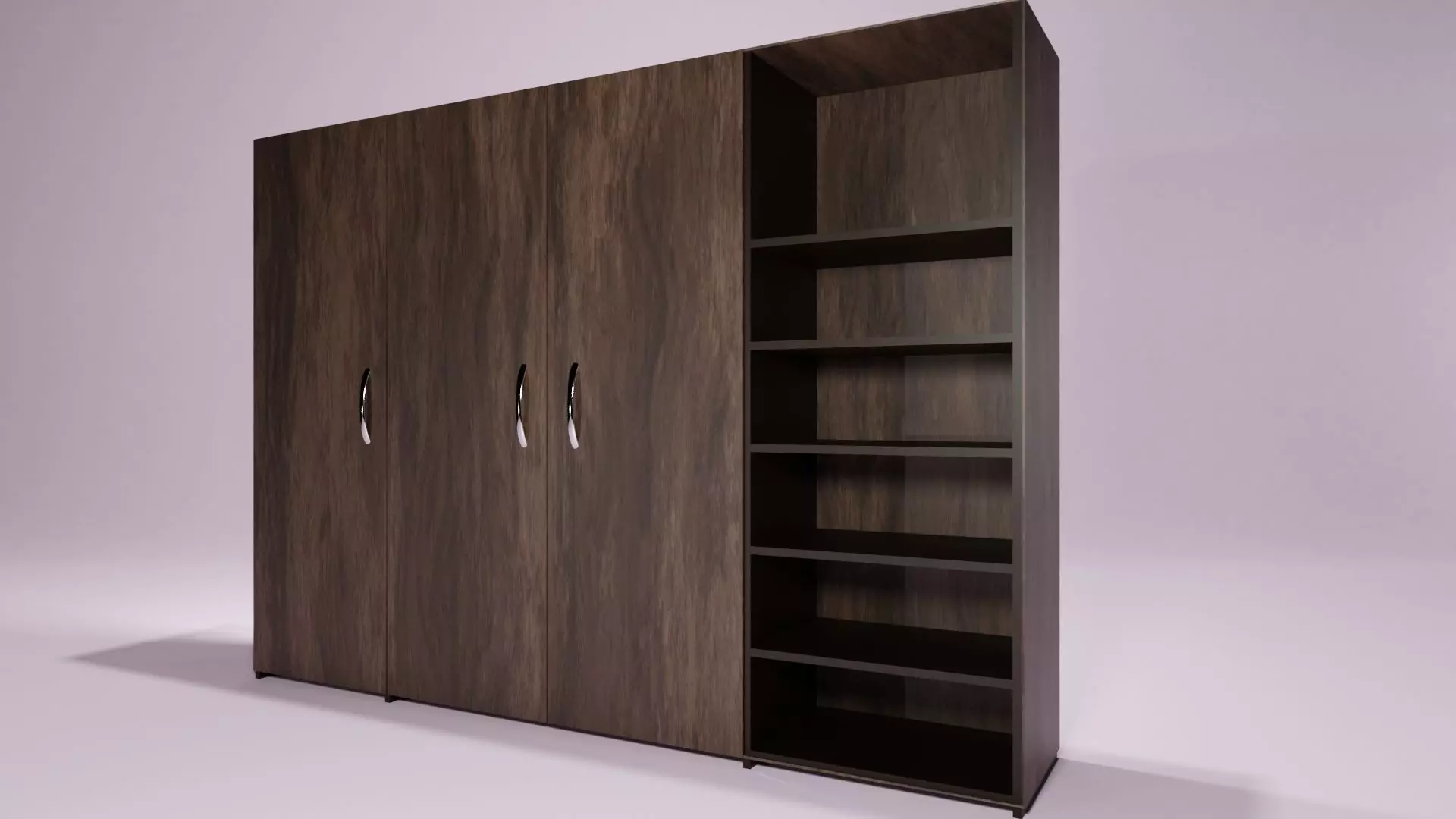 Wardrobe with shelves and drawers Low-poly 3D model_0