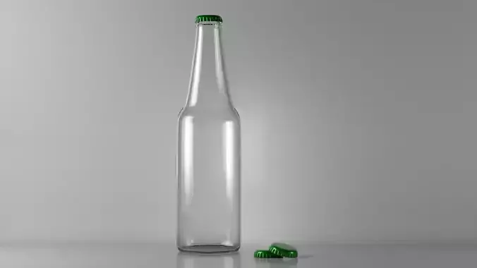 Standard Beer Glass Bottle with Bottle Cap 3D model