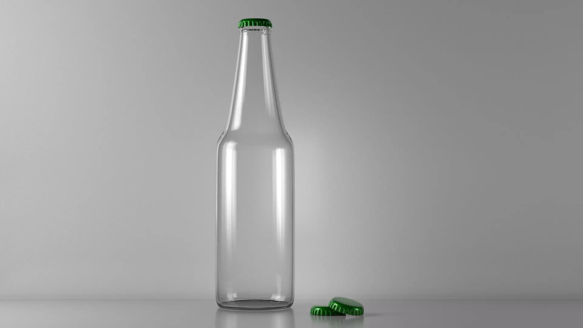 Standard Beer Glass Bottle with Bottle Cap 3D model_0