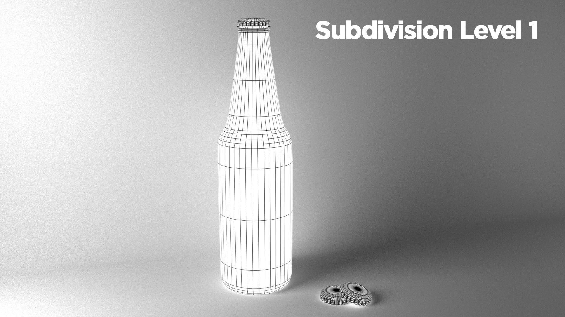 Standard Beer Glass Bottle with Bottle Cap 3D model_3