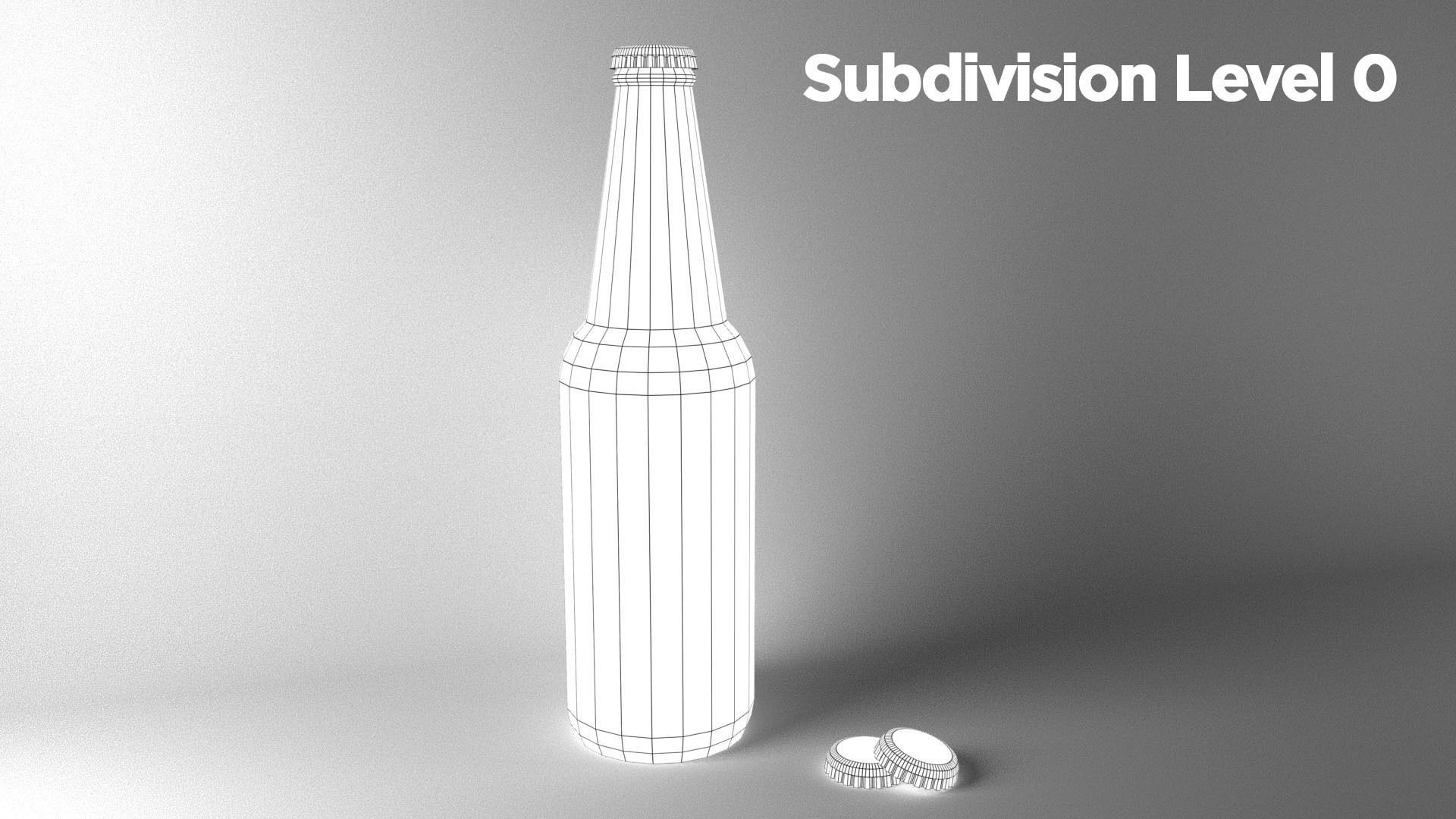 Standard Beer Glass Bottle with Bottle Cap 3D model_2
