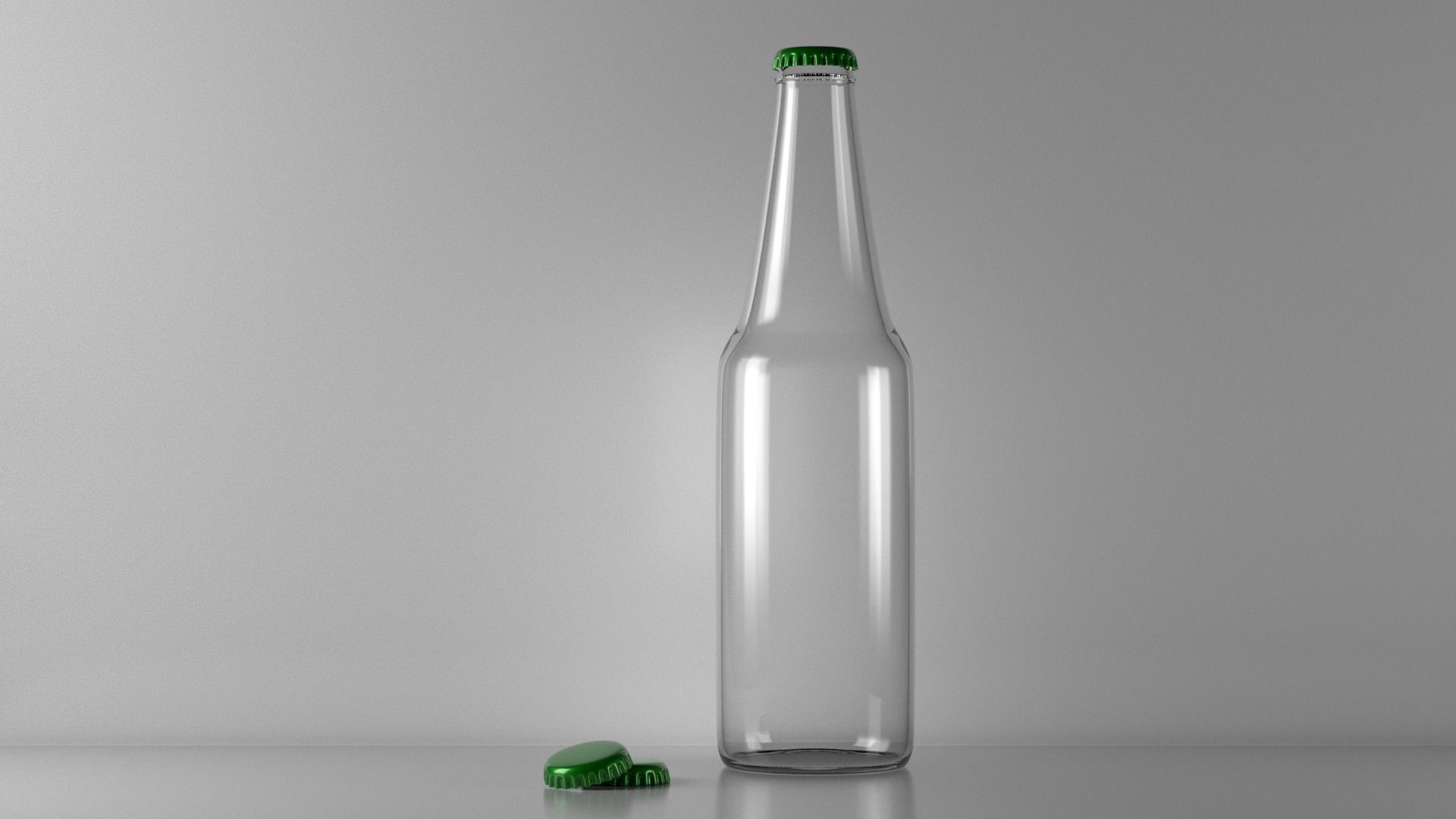 Standard Beer Glass Bottle with Bottle Cap 3D model_7