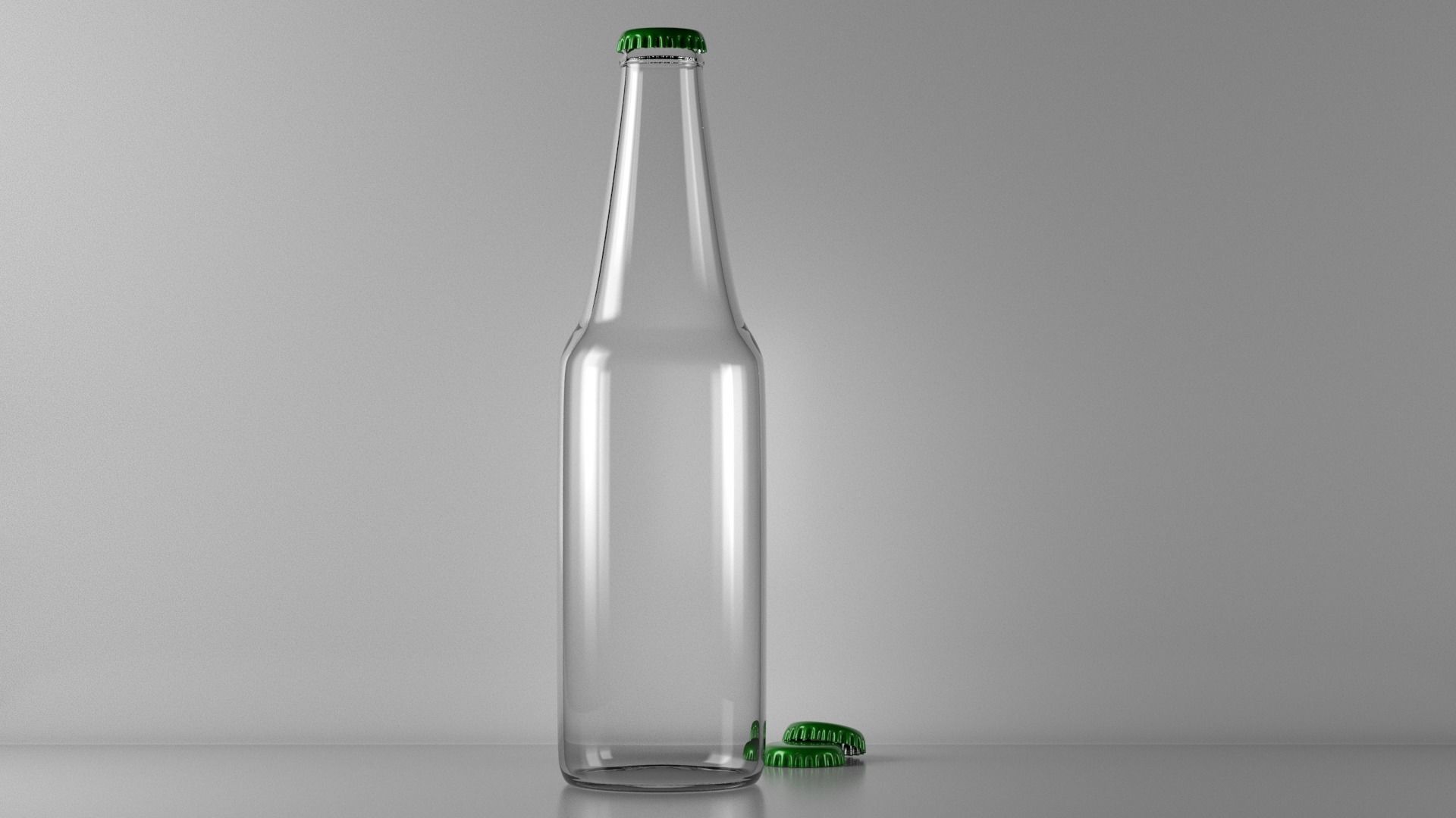 Standard Beer Glass Bottle with Bottle Cap 3D model_6