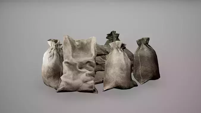 Sacks Set Low Poly Game Ready pile of pillows