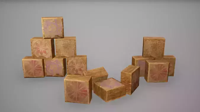 Cube Set Low Poly Game Ready stack of playing cards Low-poly 3D model