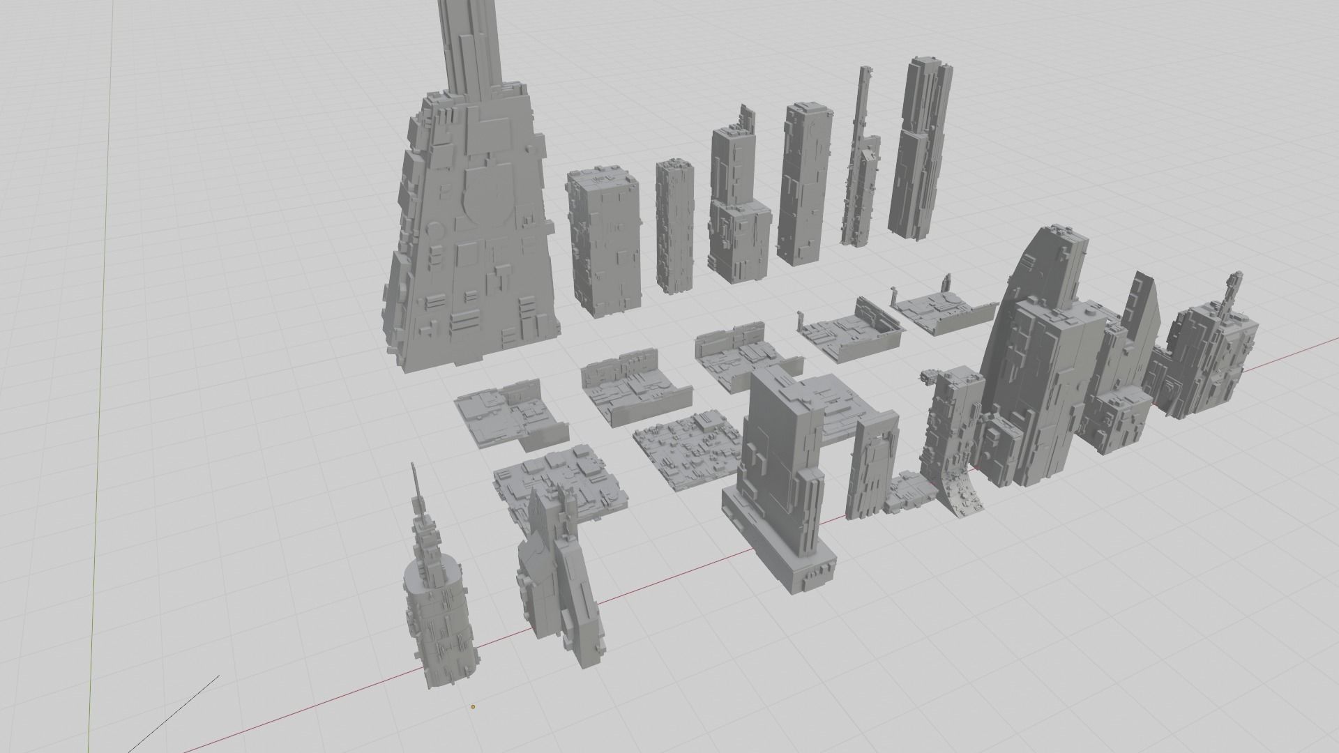 33 Low Poly Scifi Buildings  3D model_6
