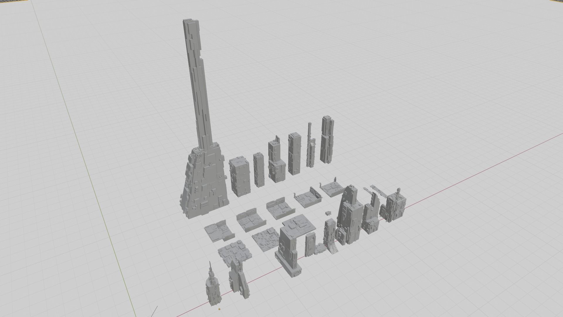 33 Low Poly Scifi Buildings  3D model_5