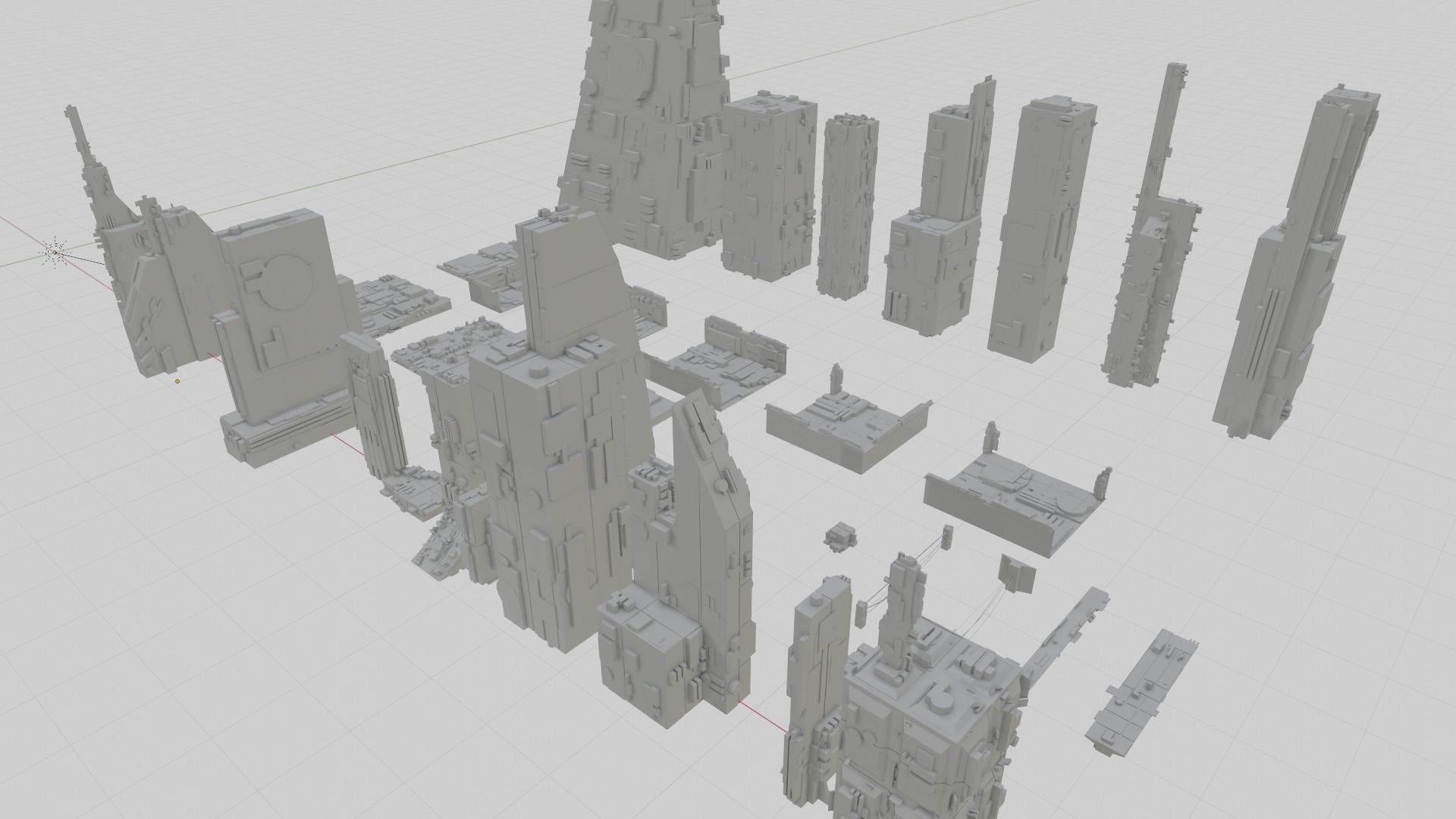 33 Low Poly Scifi Buildings  3D model_1