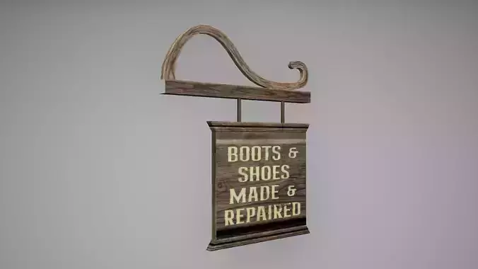 Wooden Sign Low Poly Game Ready  Low-poly 3D model