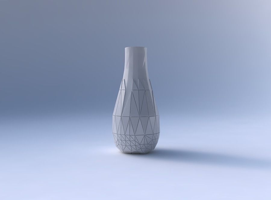 Vase curved with partial random triangle plates 3D print model_4