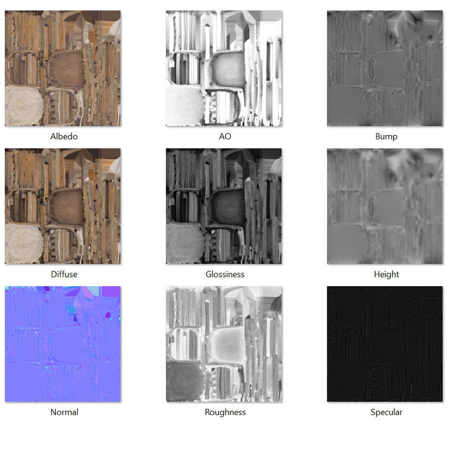 Old Wooden Chair 3D model_10