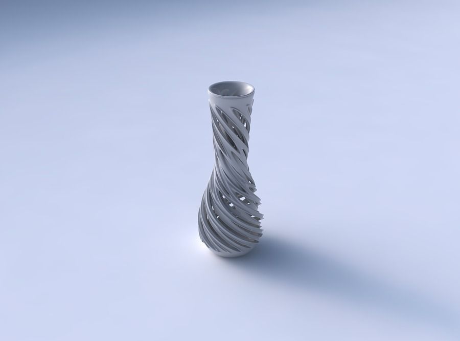 Vase curved with intertwining lines and extruded edges very t... 3D print model_3