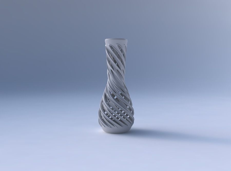 Vase curved with intertwining lines and extruded edges very t... 3D print model_4
