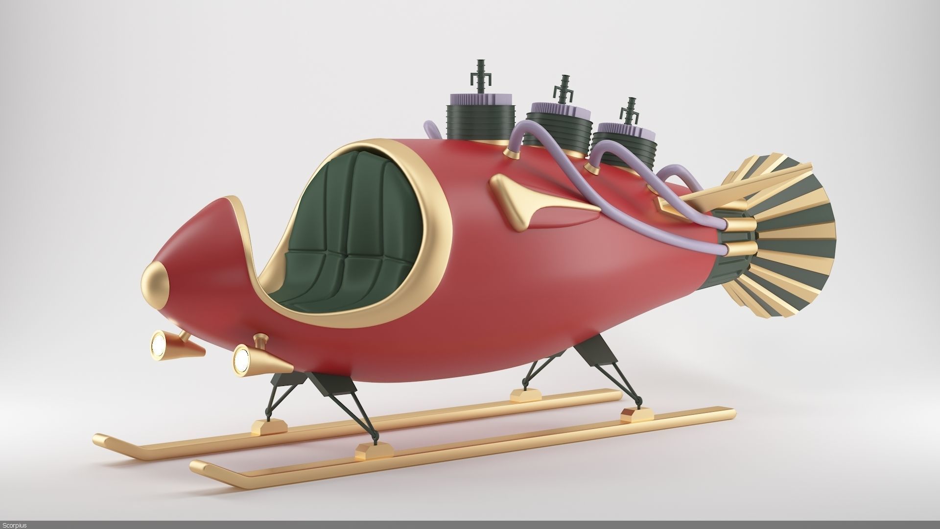 Alien Xmas Rocket 3D model_1