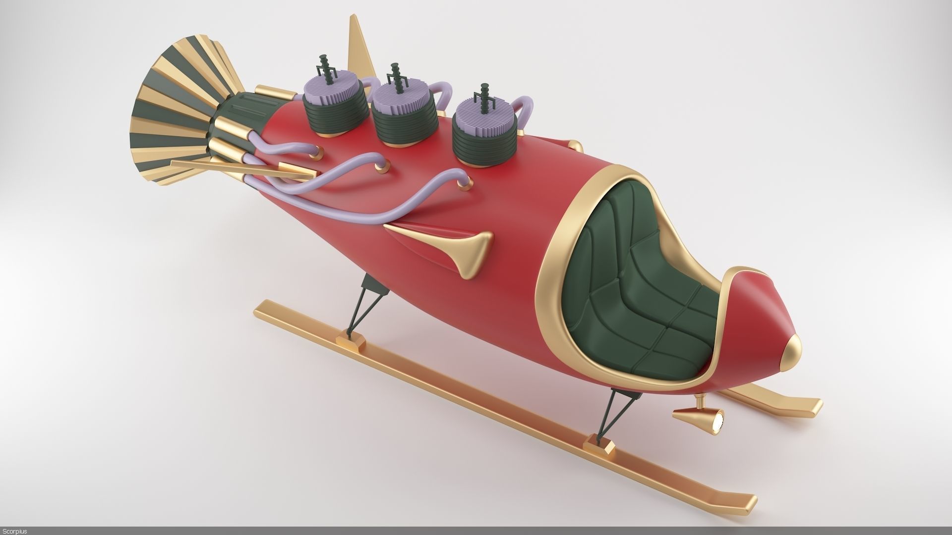 Alien Xmas Rocket 3D model_4