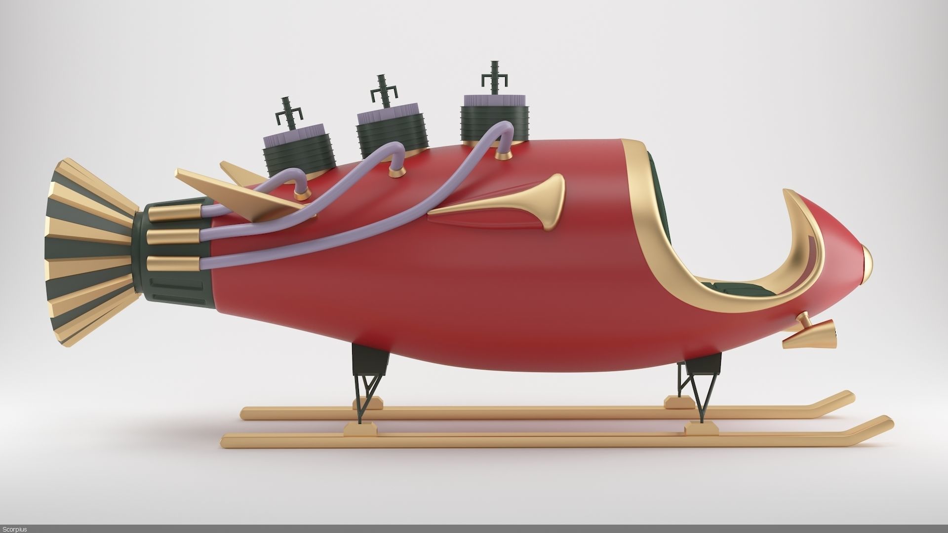 Alien Xmas Rocket 3D model_3