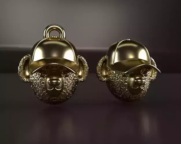 Teddy Bear with Baseball Cap Pendant 3D print model