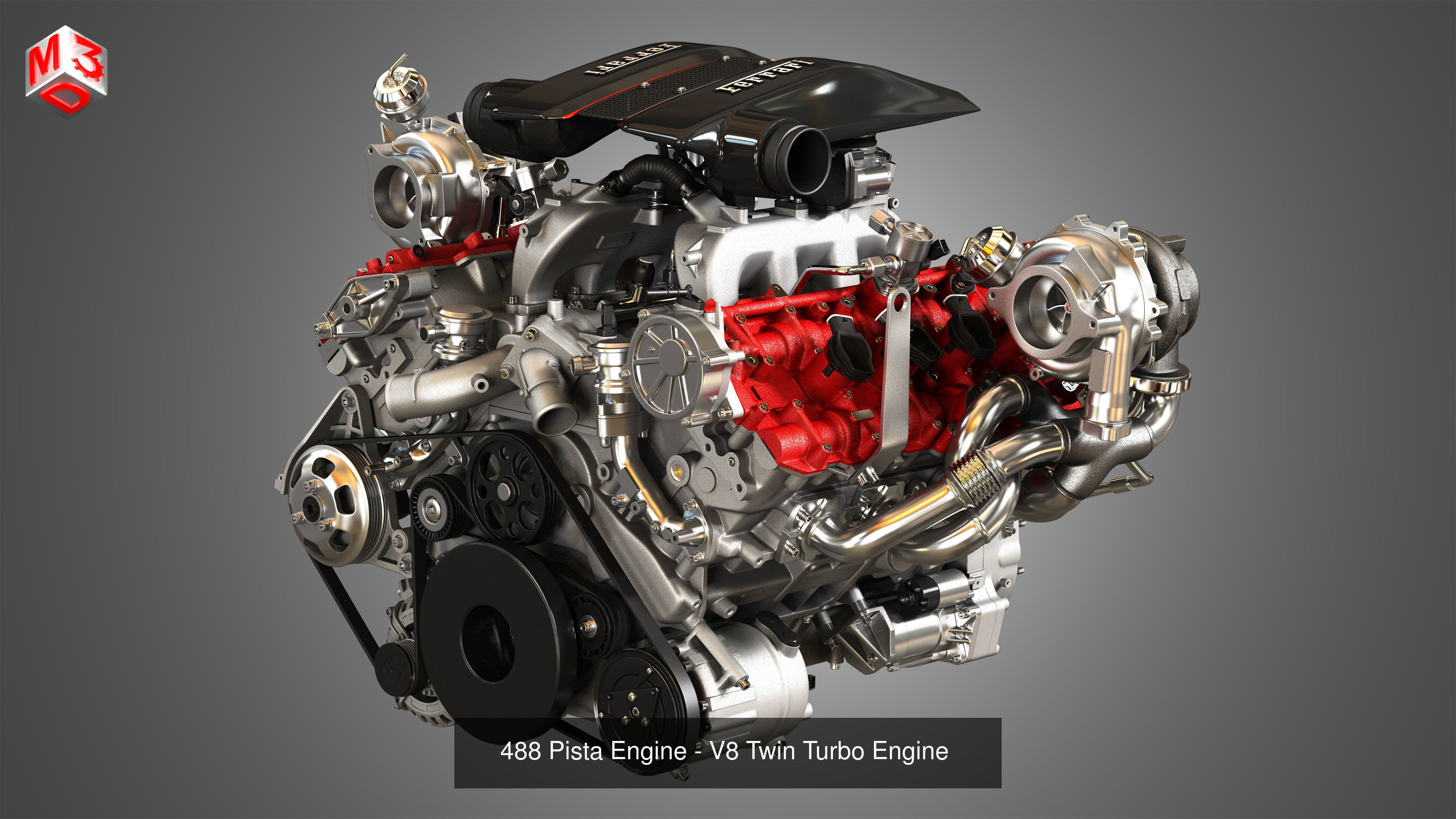 488 Pista - F8 Tributo Engines - V8 Twin Turbo Engines 2 in 1 3D Model Collection_1
