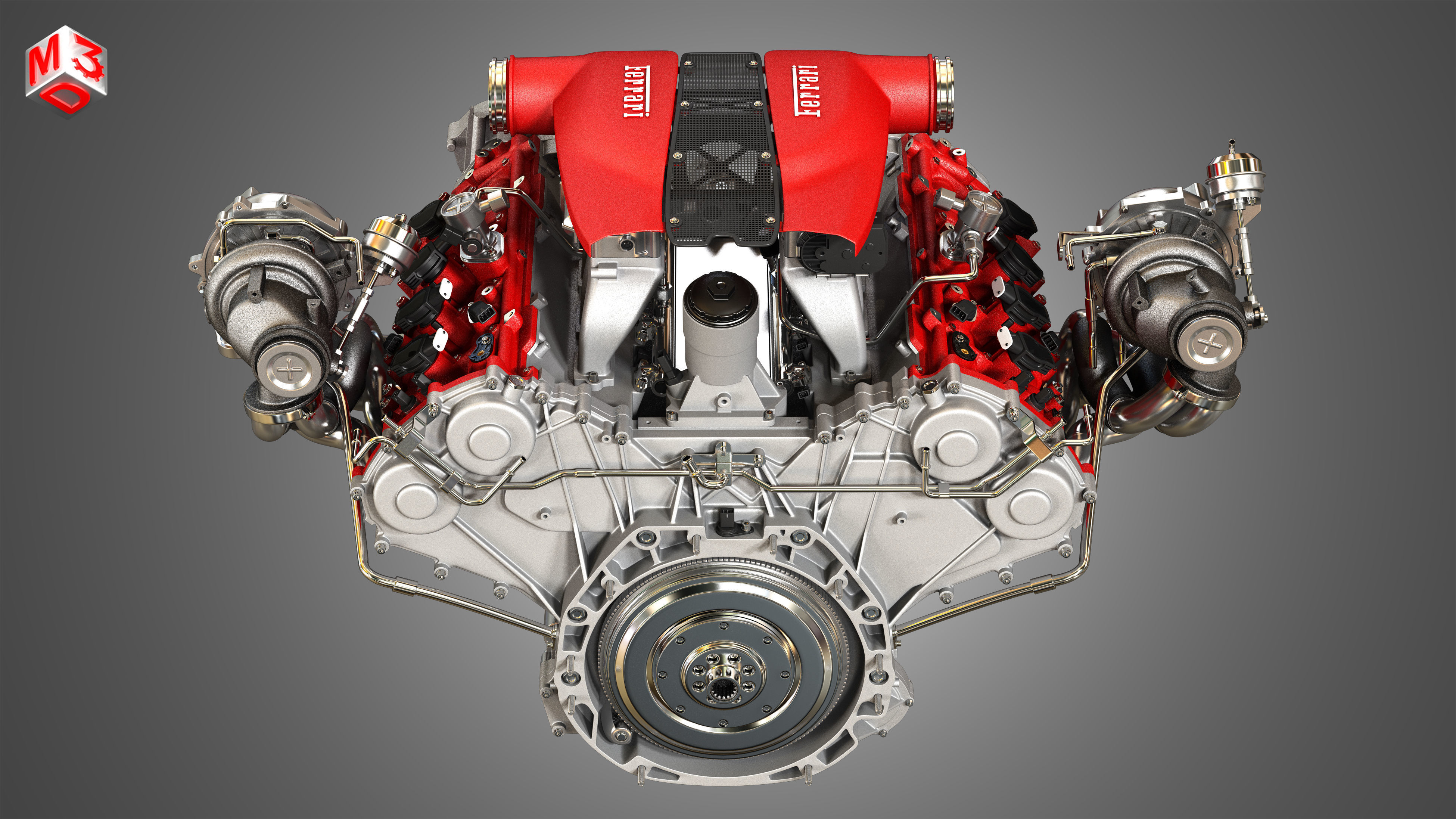 488 Pista - F8 Tributo Engines - V8 Twin Turbo Engines 2 in 1 3D Model Collection_12