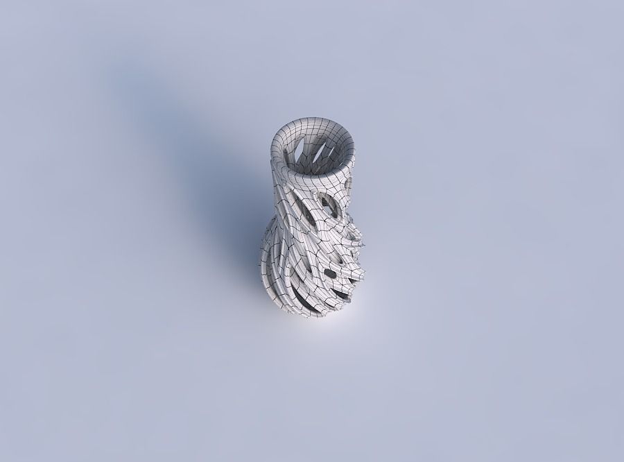 Vase curved with intertwining lines and extruded edges twisted 3D print model_6