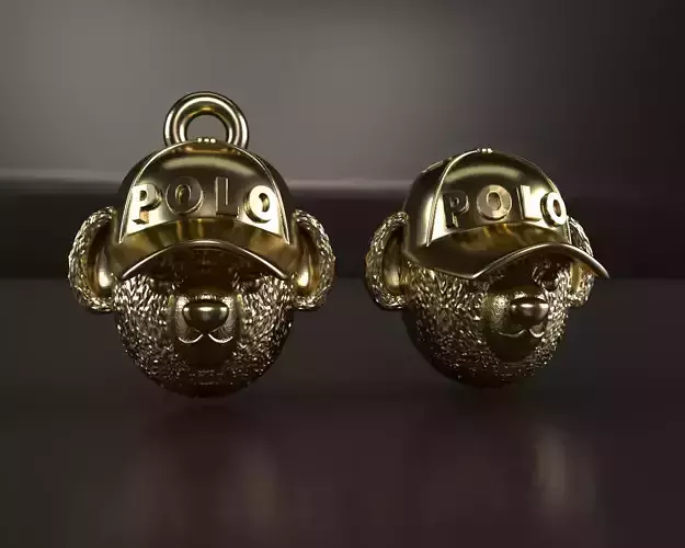 Teddy Bear Head with Polo Baseball Cap Pendant 3D print model