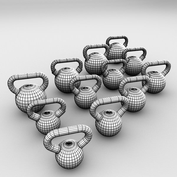 Kettlebell set kettlebells 3D model_4