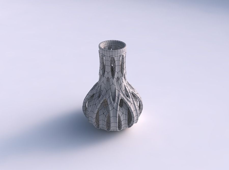 Vase curved with intertwining lines and extruded edges tapered 2 3D print model_5