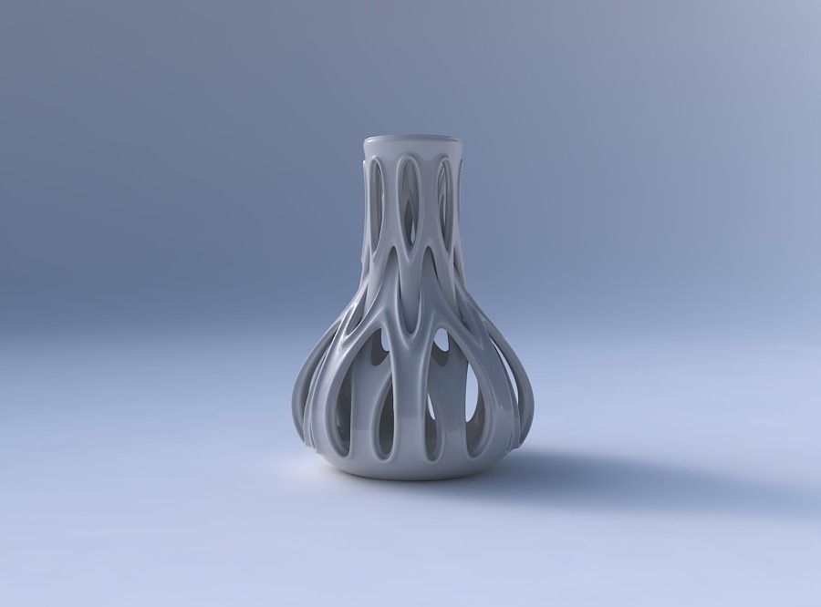 Vase curved with intertwining lines and extruded edges tapered 2 3D print model_4