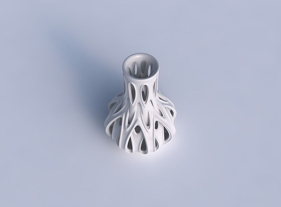 Vase curved with intertwining lines and extruded edges tapered 2 3D print model_1