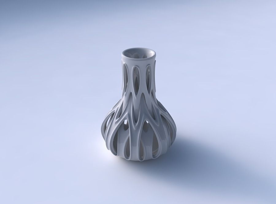 Vase curved with intertwining lines and extruded edges tapered 2 3D print model_3