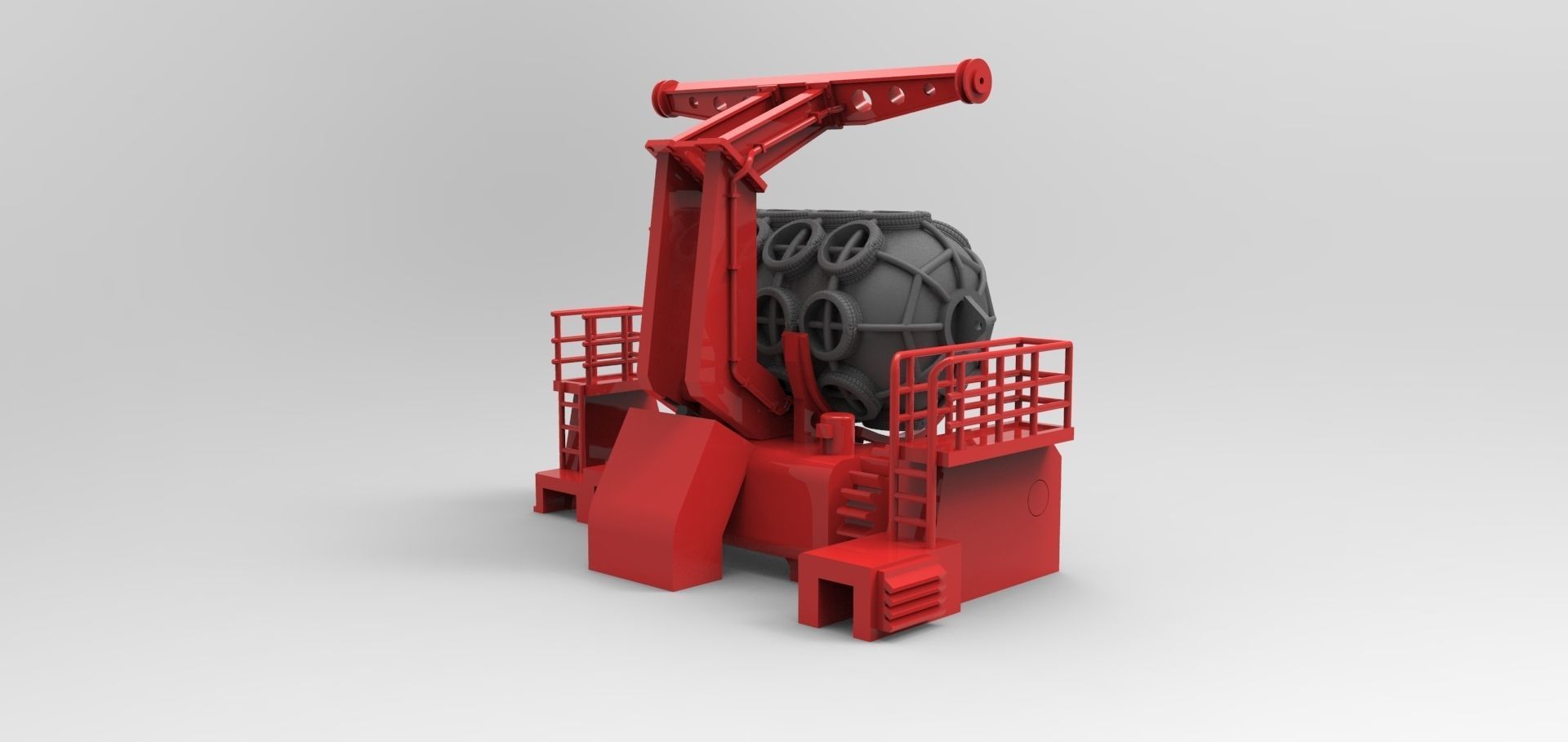 Fender with davit type B 3D print model_1