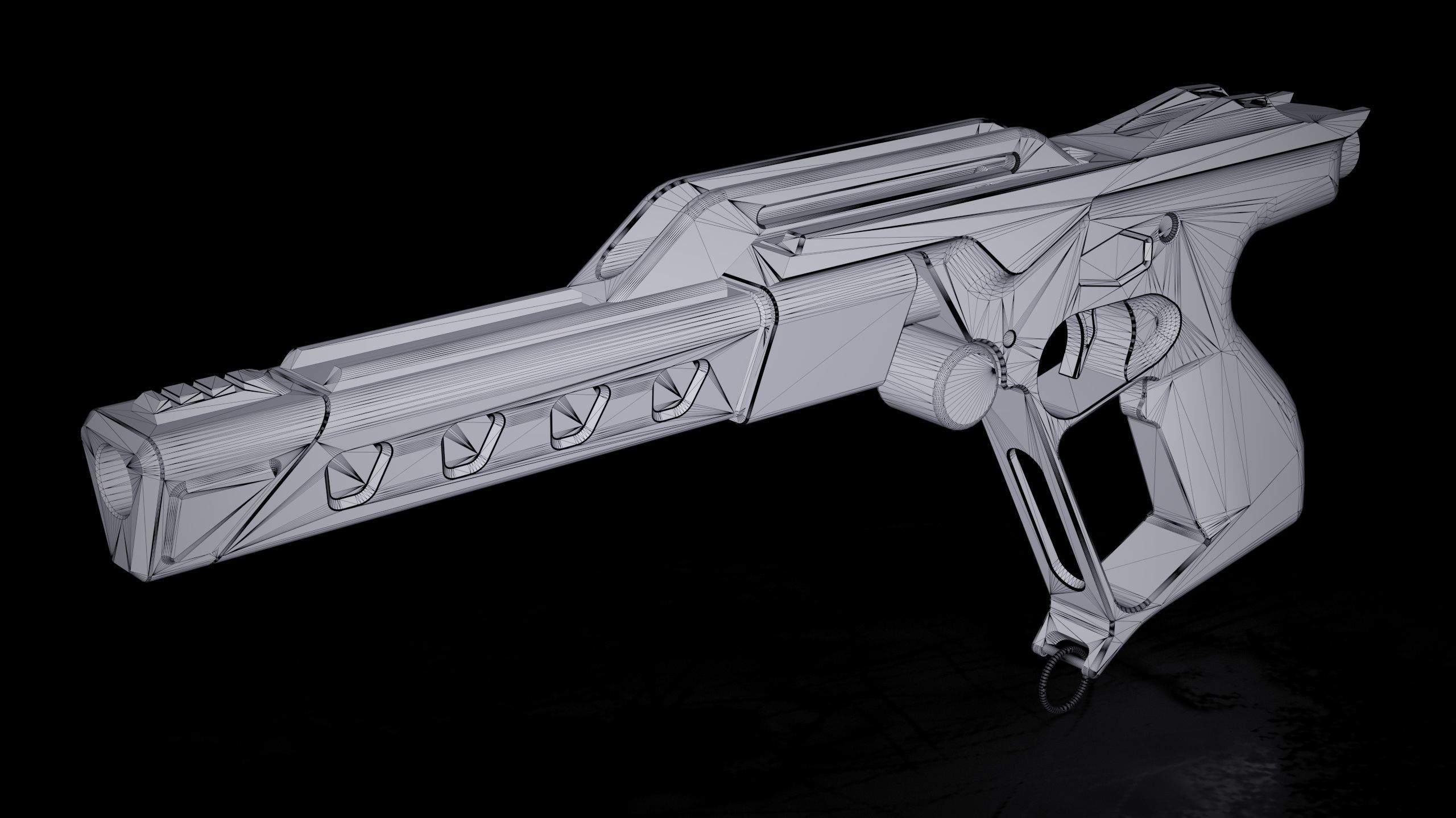Cyberpunk PBR One Shot Pistol Low-poly 3D model_9