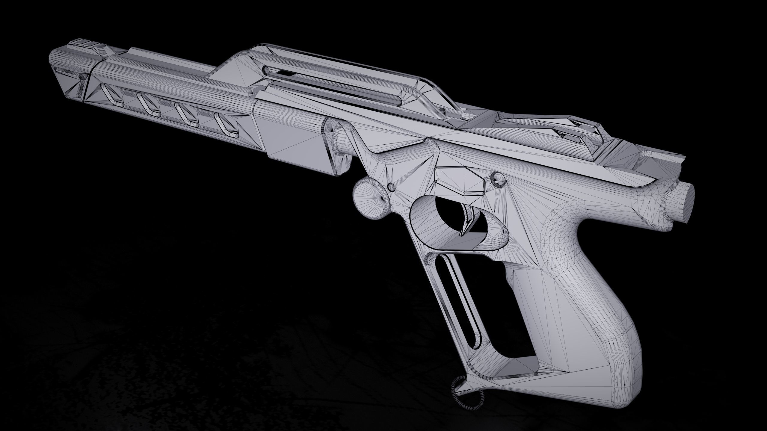 Cyberpunk PBR One Shot Pistol Low-poly 3D model_10
