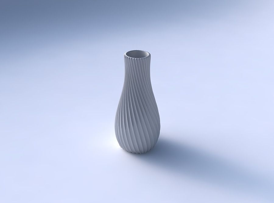 Vase curved with extruded vertical lines 2 3D print model_3
