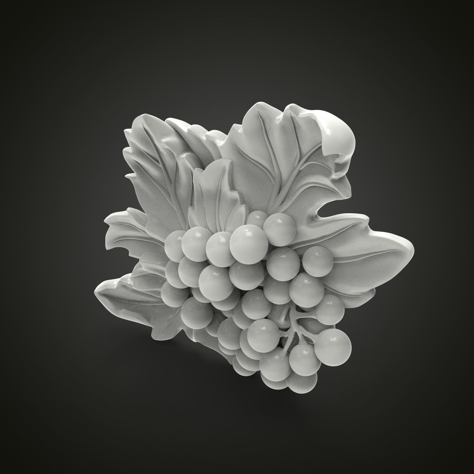Grape bas-relief 3D print model_5