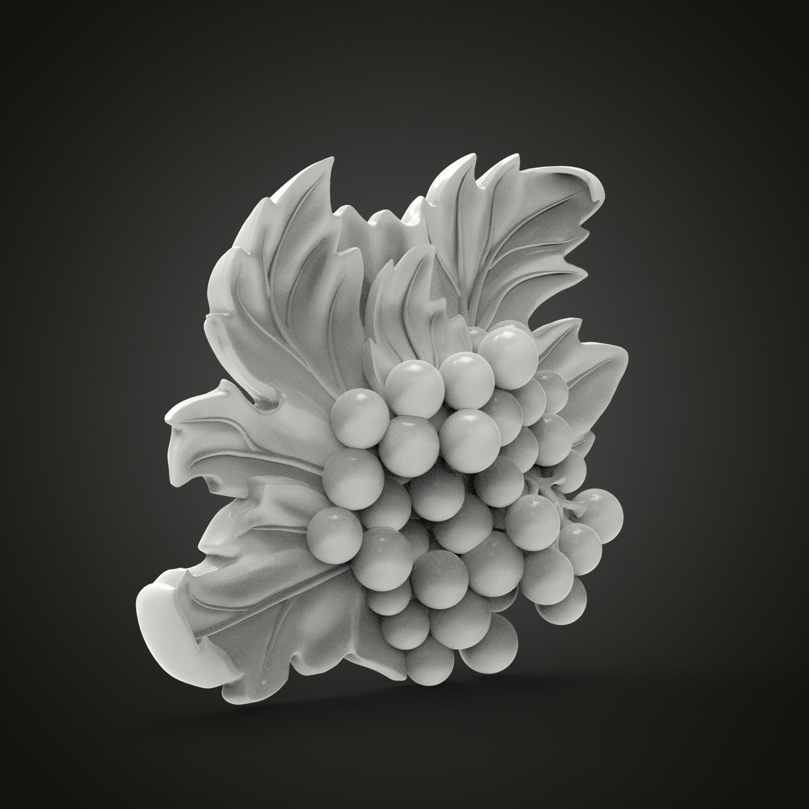Grape bas-relief 3D print model_4