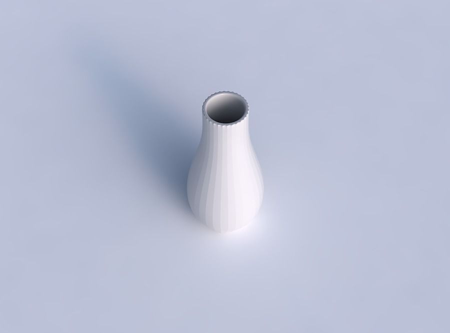 Vase curved with fine bands uniform vertical 3D print model_1