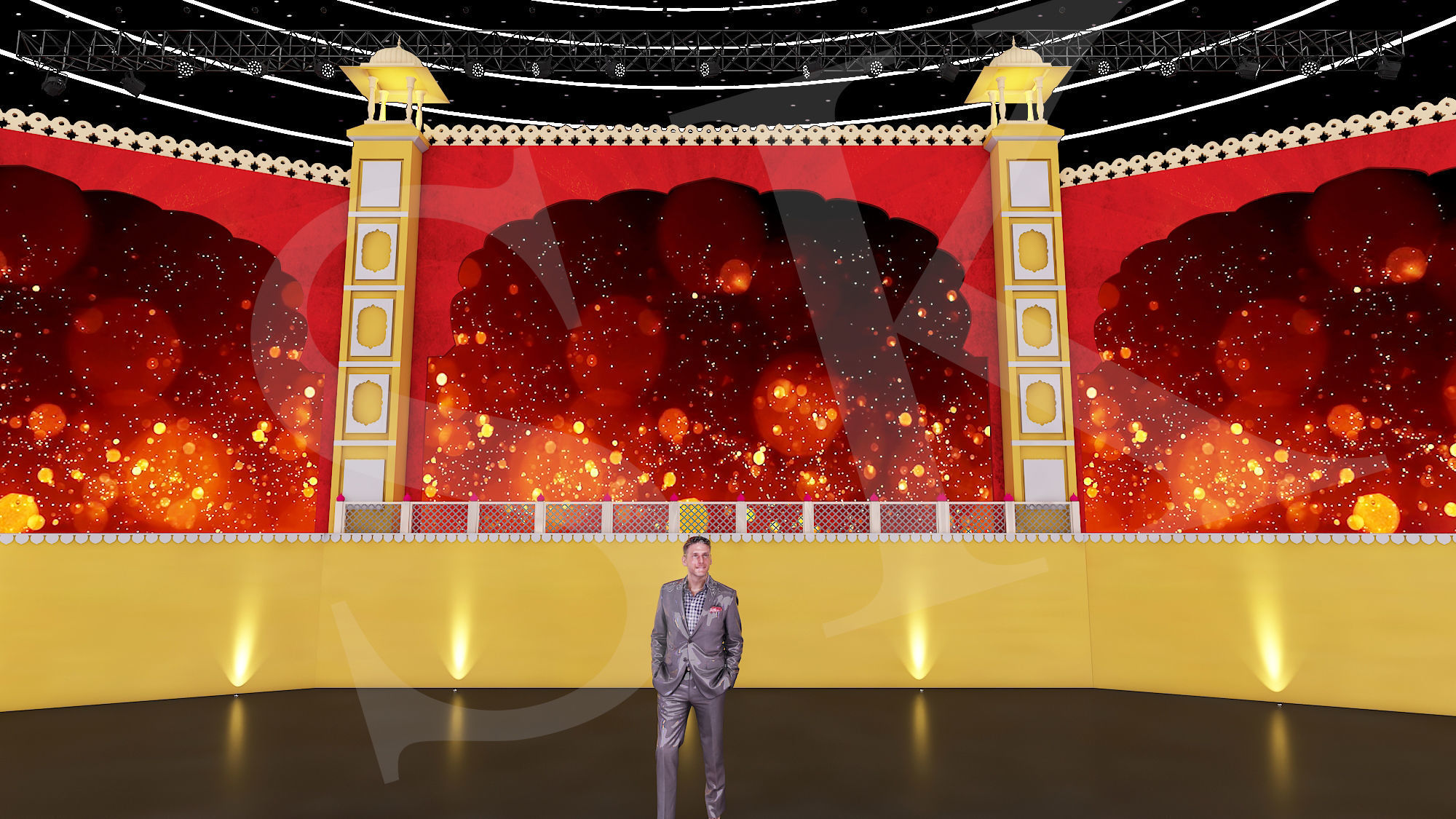 Rajasthani Theme Stage with animation 3D model_4