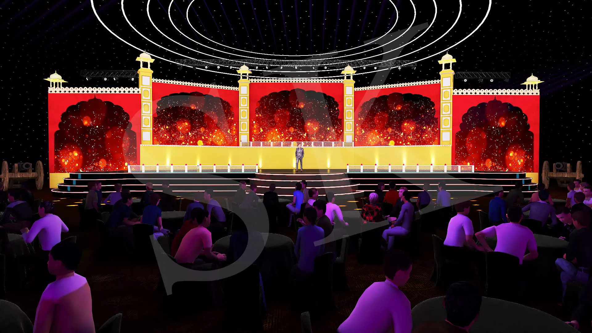 Rajasthani Theme Stage with animation 3D model_0