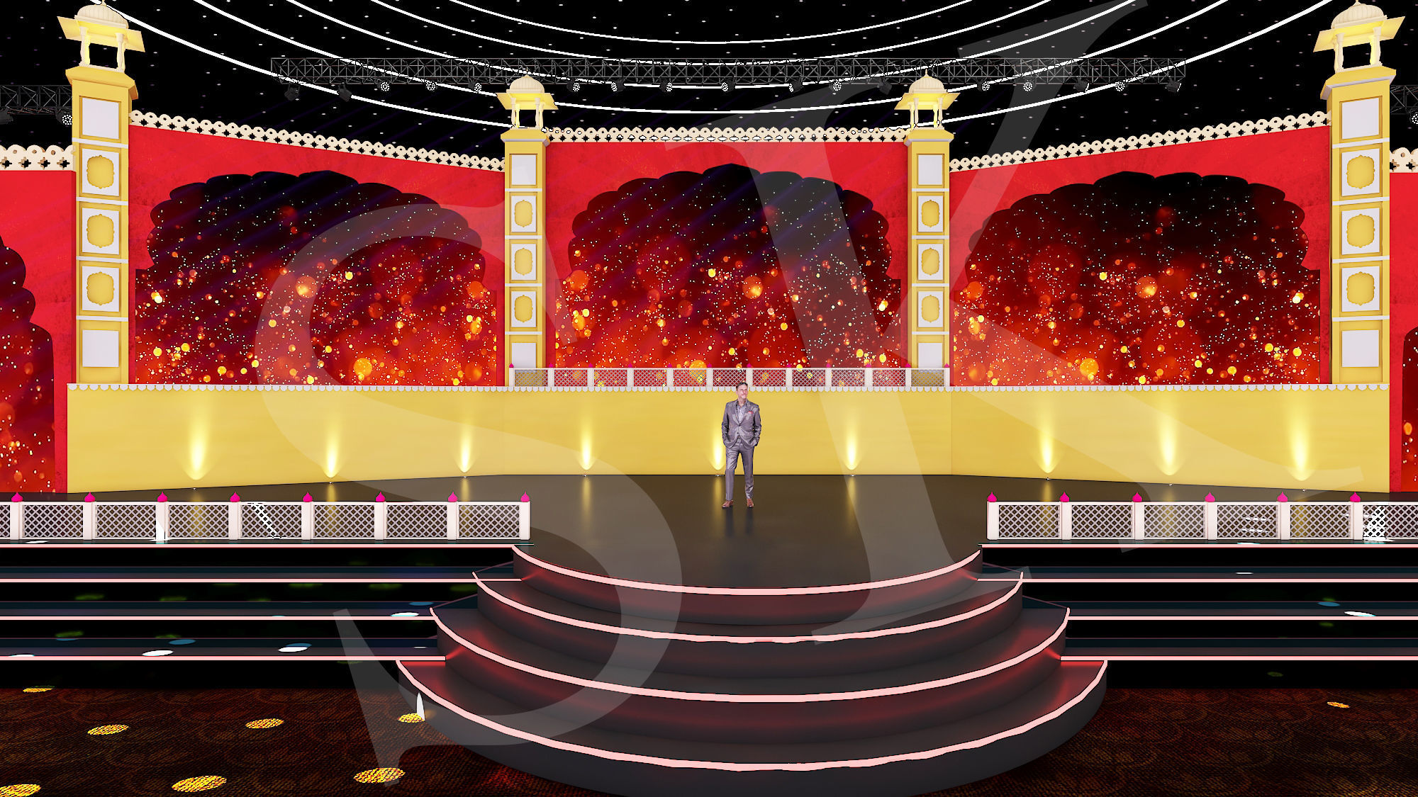 Rajasthani Theme Stage with animation 3D model_3