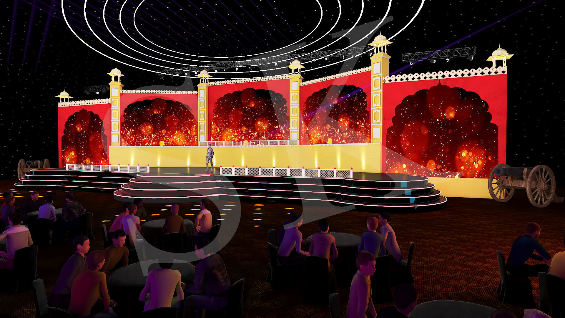 Rajasthani Theme Stage with animation 3D model_1