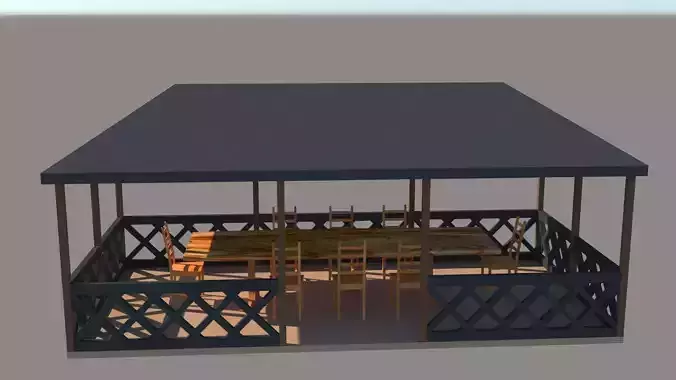 gazebo with table and chairs