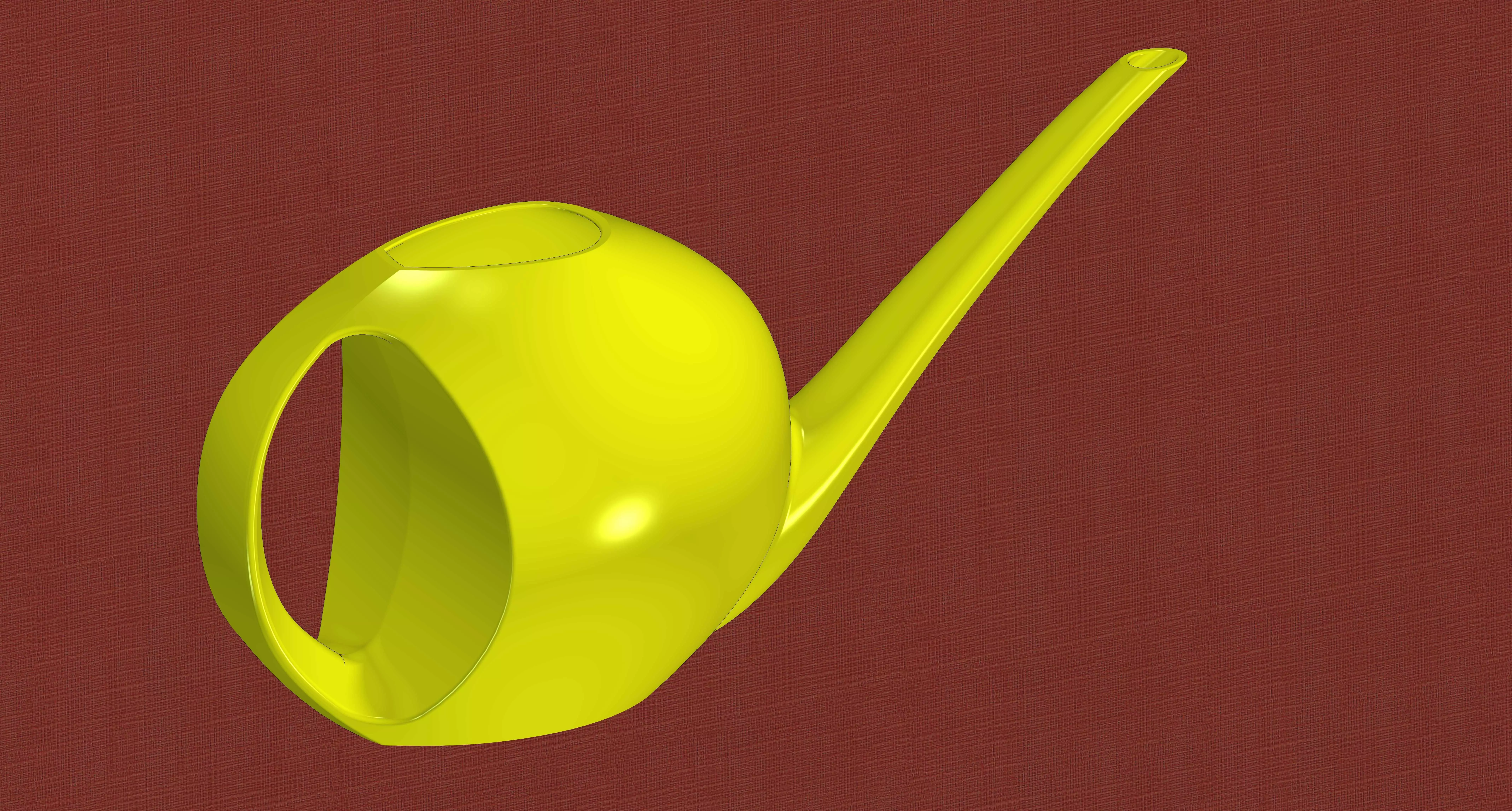 Plastic watering can with original design Low-poly 3D model_0