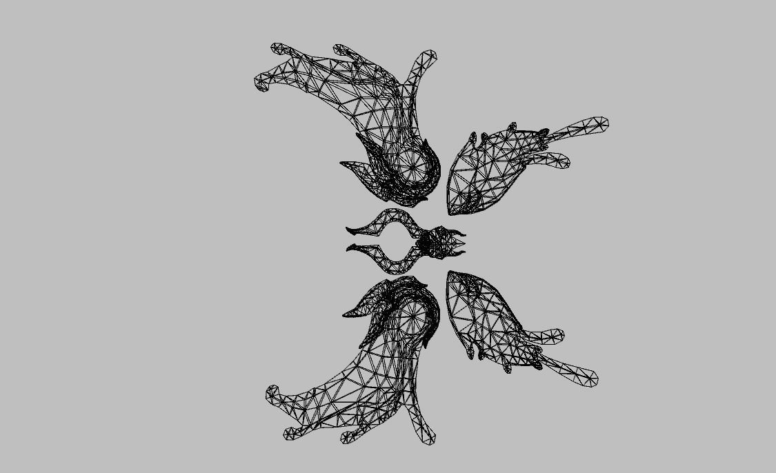 Red Gold Wing Low-poly 3D model_19