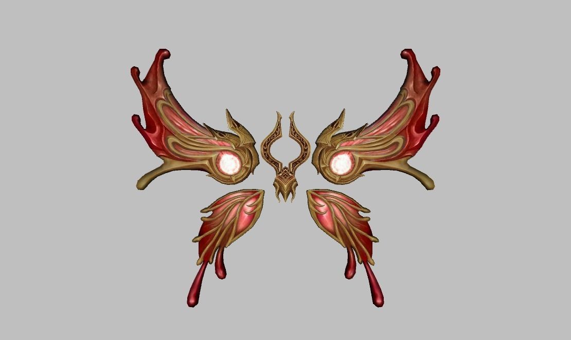 Red Gold Wing Low-poly 3D model_8