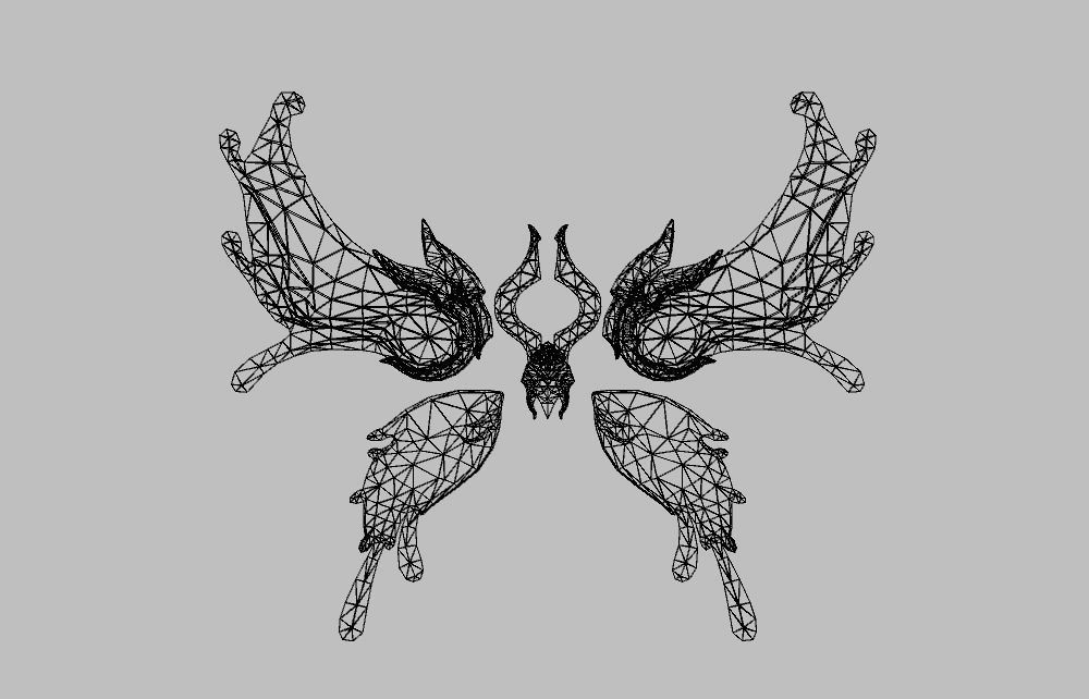 Red Gold Wing Low-poly 3D model_13